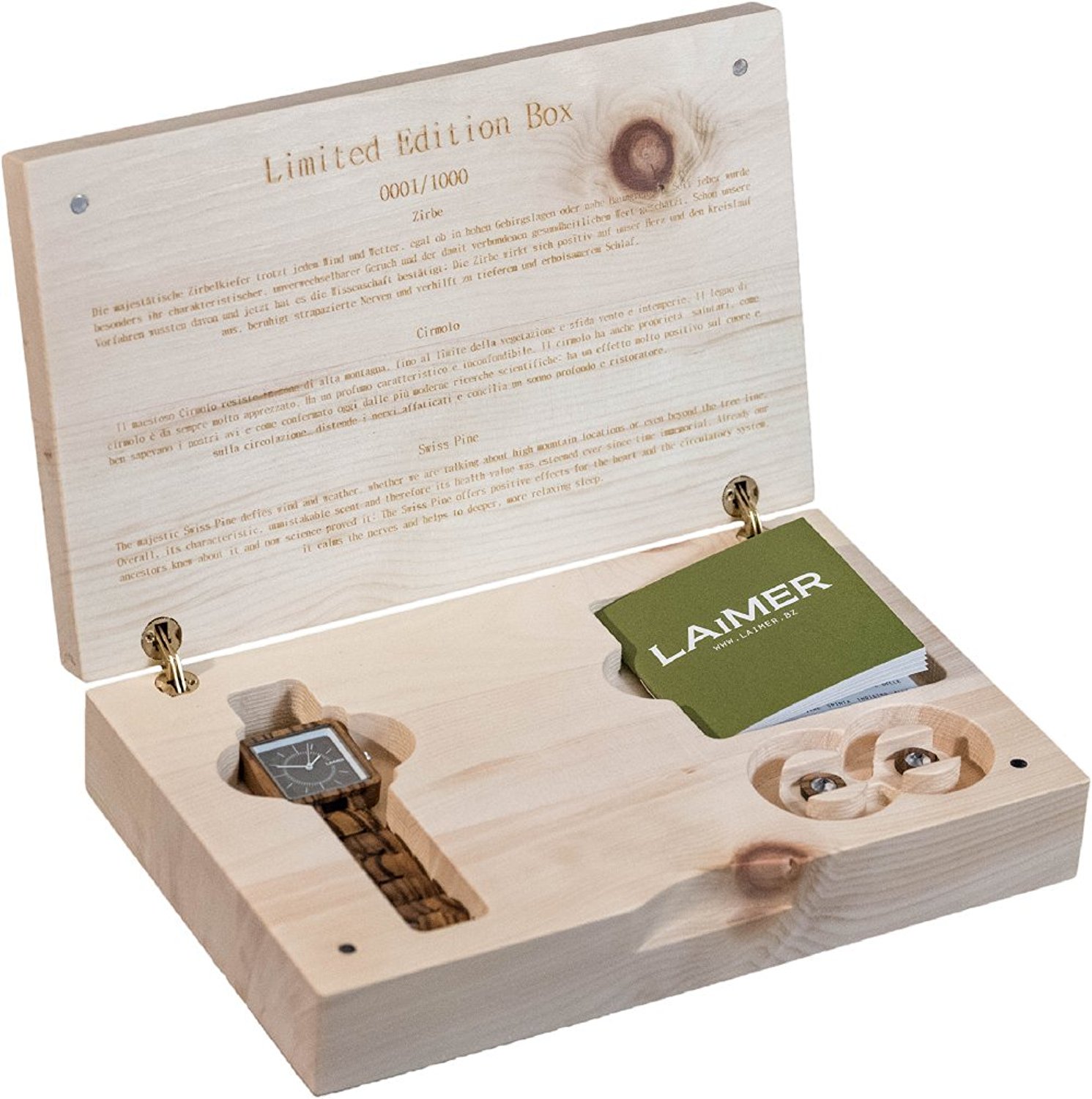 box regalo orologio legno laimer donna